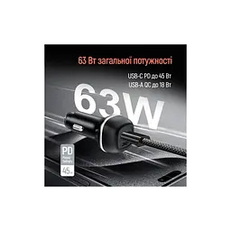 Зарядний пристрій ColorWay USB-C PD45W + USB QC3.0 car adapter (CW-CHA067PD-BK) - мініатюра 8