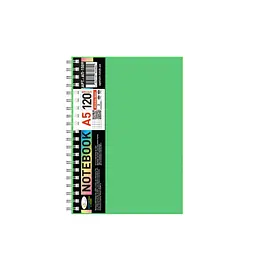 Блокнот А5 АП-1509(Green) 120 аркушів пружина збоку