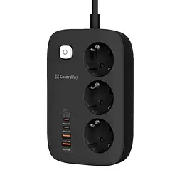 Мережевий фільтр GaN3 Pro, 3 розетки, 2 м, Black ColorWay teh0028200 - мініатюра 2
