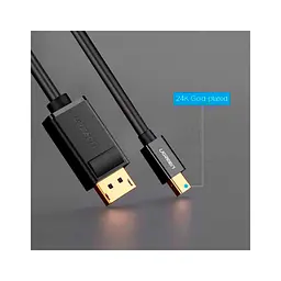 Кабель мультимедійний miniDisplayPort M to DisplayPort M 1.5m MD105 black Ugreen (10477) - мініатюра 7
