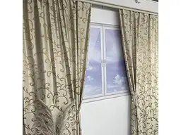 Жакардові штори золотистого кольору з вензелем на тасьмі 2шт. 150х270 ALBO pbe0052396 - мініатюра 4