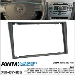 Перехідна рамка Opel Agila, Combo, Corsa, Meriva, Omega, Signum, Tigra, Vectra, Vivaro AWM 781-07-105 - мініатюра 2