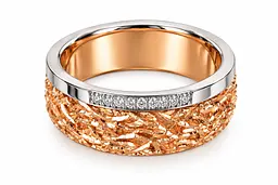 Обручка Jewellery Continent з червоного та білого золота з діамантами 17.5 (К-0856)