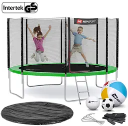Батут Hop-Sport 12ft (366см) зелений із зовнішньою сіткою - мініатюра 10