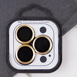 Захисне скло Metal Classic на камеру (у упак.) для Apple iPhone 14 Pro (6.1) / 14 Pro Max (6.7) Золотий / Gold - мініатюра 3