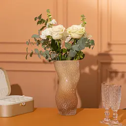 Ваза декоративна скляна Flora 30 см, бежевий Flower Season HP-10-31 - мініатюра 6
