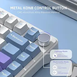 Клавіатура Attack Shark X85 White Jade Bluetooth/Wireless/USB White-Purple + Coiled Cable (G-000004447) - мініатюра 3