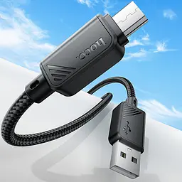 Дата кабель Hoco X113 Beneficio USB to MicroUSB (1m) Black - мініатюра 2