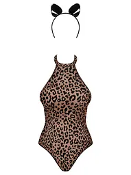Еротичний костюм леопарда Obsessive Leocatia teddy L/XL, боді, обруч з вушками - мініатюра 5