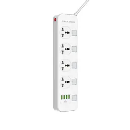 Фільтр живлення ProLogix Premium (PR-SC4408W) 2.5 кВт, 4 розетки, 4 USB, 2 м, з вимикачами, білий