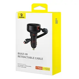 Автомобільний зарядний пристрій Baseus Enjoyment Pro Car Charger C+Retractable C & iP Cable 60W Cluster чорний - мініатюра 2