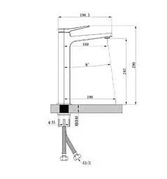 Змішувач для раковини Mixxus Premium Degas 001 (NUT) HIGH (MI8246) - мініатюра 2