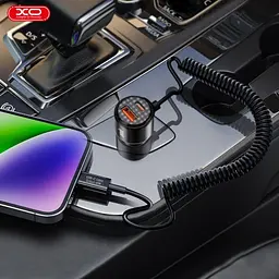 Автомобільний зарядний пристрій XO CC59 car charging built in Type-C with cable (Type-C to Type-C 110W) Чорний - мініатюра 3