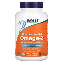 Молекулярно Дистильована Омега 3 Omega-3 Enteric - 180 софтгель Now Foods