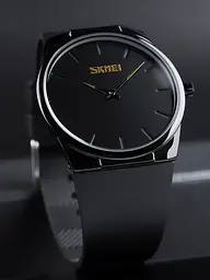 Наручний класичний годинник Skmei 1601S Чорний з чорним - мініатюра 4