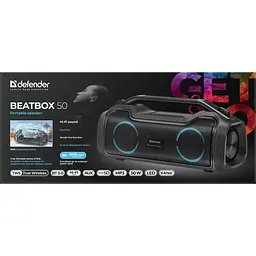 Акустична система 1.0 Defender Beatbox 50, 50W, Bluetooth/RGB/TF/TypeC/IPX5/PWB чорна - мініатюра 4
