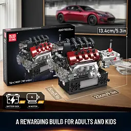 Конструктор двигун Mould King Gran Turismo S Maseratti V8 Engine  моторизований дитячий мотор 787 деталей - мініатюра 7