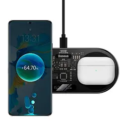Зарядне бездротове Qi Baseus Digital LED Display 2in1 Universal version 20W - мініатюра 3