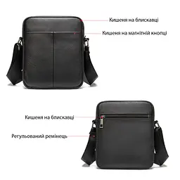Сумка вертикальна шкіряна 14994 Vintage чорний - мініатюра 4