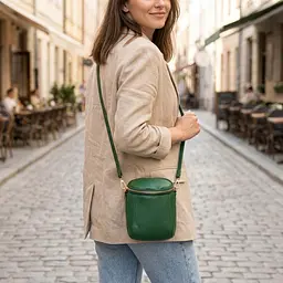 Цікава сумка для жінок з м'якої натуральної шкіри Vintage 22341 зелена - мініатюра 2