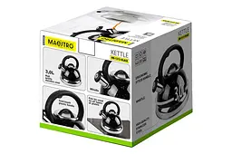 Чайник із свистком нержавіюча сталь Maestro MR-1313-BLACK на 3.0 л для всіх типів плит чорний - мініатюра 5