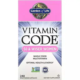 Жіночі мультивітаміни 50+ із цілісних продуктів Garden of Life Vitamin Code Whole Food Multivitamin for Women 240 вегетаріанських капсул - мініатюра 2