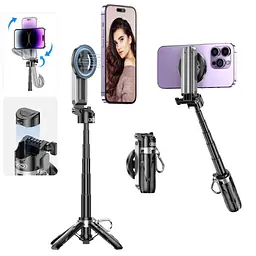 Мульті-Монопод XO SS22 4 in 1 Magnetic Multi-function Mini BT Selfie Stick/Photo Booster Чорний - мініатюра 2