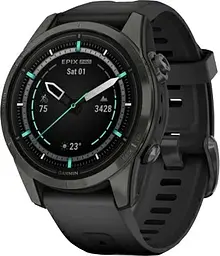 Смарт-годинник Garmin Epix Pro Gen 2 Sapphire 42mm Carbon G. DLC Ti. with Black Band (010-02802-14/15)