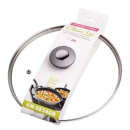 Кришка Kamille скляна з металевим обідком 24 см (KM-0824GR) - мініатюра 2