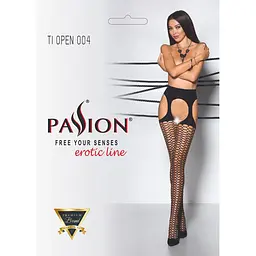 Еротичні колготки Tiopen 004 nero (fishnet 40 den) - Passion імітація панчох та пояса 1/2 - мініатюра 4