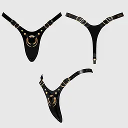 Трусики для страпона Strap-On-Me LeaTherette Harness Fabulous (Black Glossy) - мініатюра 6