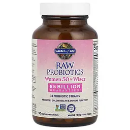 Пробіотики та пребіотики RAW Probiotics, Women 50 & Wiser 90 вегетаріанських капсул Garden of Life vit0005079 - мініатюра 3