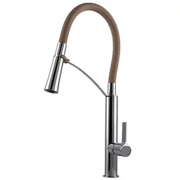 Змішувач для кухні TOPAZ MODERNO TMD-8817-H23-BG бежевий з гофро-гусаком та лійкою-душем - мініатюра 6