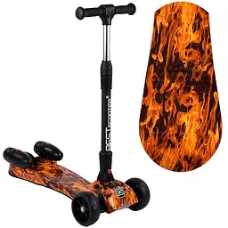 Дитячий самокат Best Scooter з турбінами та музикою 63х16х31 см Чорно-жовтогарячий 000254935