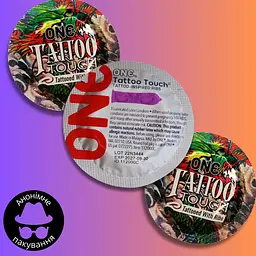 Презерватив One Tattoo Touch з текстурним малюнком фіолетовий 1 шт. - мініатюра 3