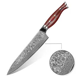 Ніж кухарський 20 см Damascus DK-FK 1001 VG-10 Дамаська сталь 67 шарів - мініатюра 8