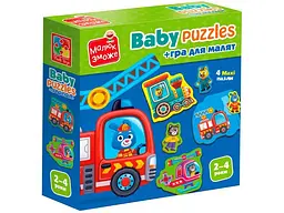Розвивальна гра Vladi Toys, картонні пазли з грою «Транспорт. Тварини» VT1722-28 (укр.)