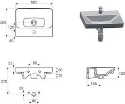 Тумба з умивальником Cersanit Lara Mille Slim 50 горіх S801-357 - мініатюра 3