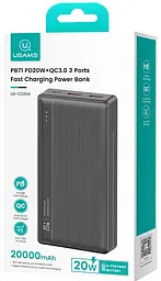 Power bank Usams US-CD206 20000mAh (Повербанк) 3 Ports Display чорний (6958444905532)