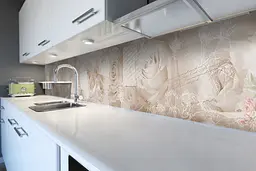 Кухонний фартух Бежеві Троянди вінілова наклейка ПВХ квіти Абстракція 65х250 см Happy Pocket Z180842