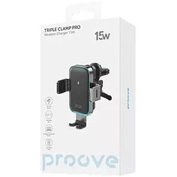 Автомобільний тримач із бездротовою зарядкою Proove Triple Clamp Pro 15W сірий - мініатюра 2