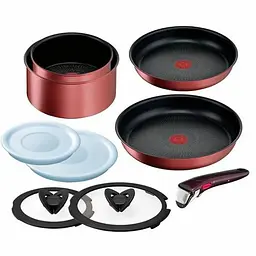 Універсальний набір Tefal Ingenio IH Loire Red Unlimited, 9 предметів з 6-шаровим титановим покриттям Titanium 6Х