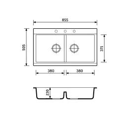 Кухонна мийка Adamant Similar 885x505x230 графіт 378223, Графіт - мініатюра 2