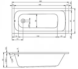Ванна акрилова Rho Rma 160x70 BB3000500000000 Білий - мініатюра 2