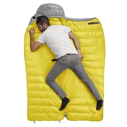 Спальник Naturehike CW400 L (NH18C400-D) з натуральним пухом жовто-сірий - мініатюра 5