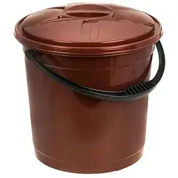 Відро пластикове R-PLASTIC харчове 10л з кришкою коричневе