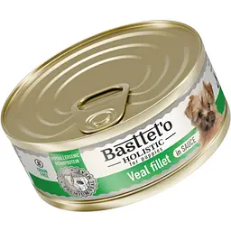 Вологий корм для цуценят Basttet`o Holistic шматочки філе телятини в соусі 85 г ж/б