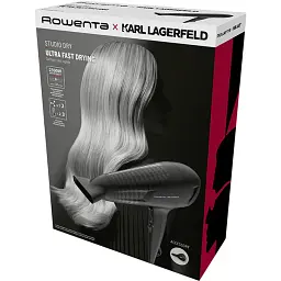 Фен ROWENTA X Karl Lagerfeld CV581LF0, 2300W, 2 швидкості, чорний - мініатюра 3