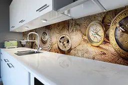 Кухонний фартух Компас для кухні наклейка ПВХ карти канати пірати Море Бежевий 60х250 см Happy Pocket Z180461