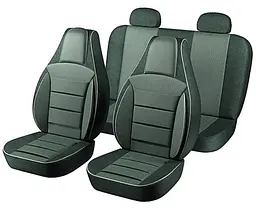 Чохли Пілот для сидінь ВАЗ 2111-2112 Priora 2171-2172 Chevrolet Niva Калина Чорна тканина чорно-сіра тканина
